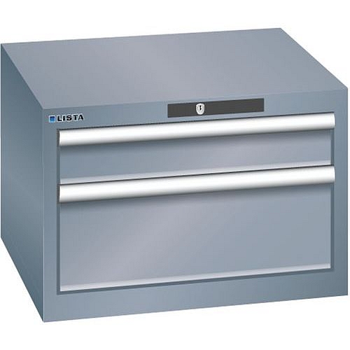 Dílenská zásuvková skříň Lista, 2 zásuvky, 564x572x383mm, tmavě šedá