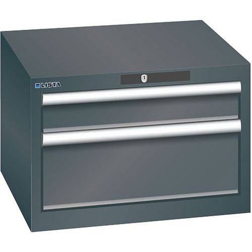 Dílenská zásuvková skříň Lista, 2 zásuvky, 564x572x383mm, černá