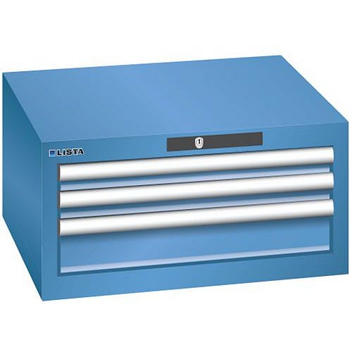 Dílenská zásuvková skříň Lista, 3 zásuvky: 2x50 + 1x 100mm, modrá