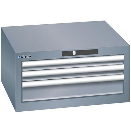 Dílenská zásuvková skříň Lista, 3 zásuvky: 2x50 + 1x 100mm, tmavě šedá