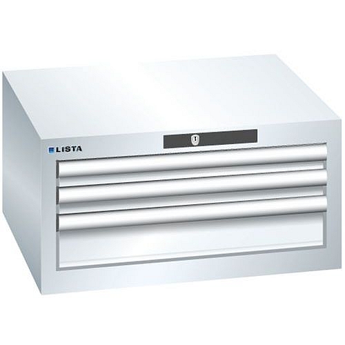 Dílenská zásuvková skříň Lista, 3 zásuvky: 2x50 + 1x 100mm, bílá