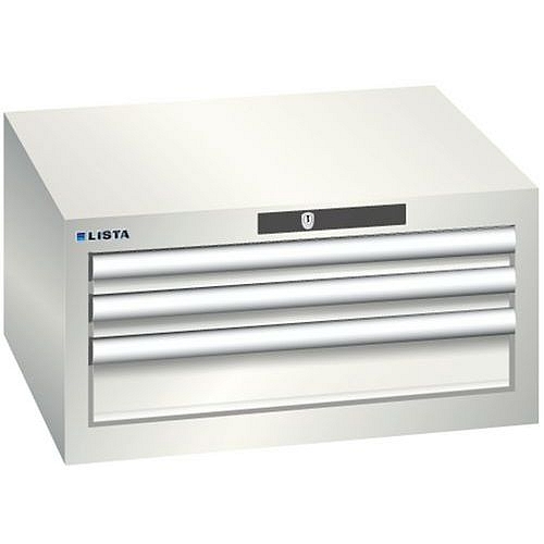 Dílenská zásuvková skříň Lista, 3 zásuvky: 2x50 + 1x 100mm, světle šedá