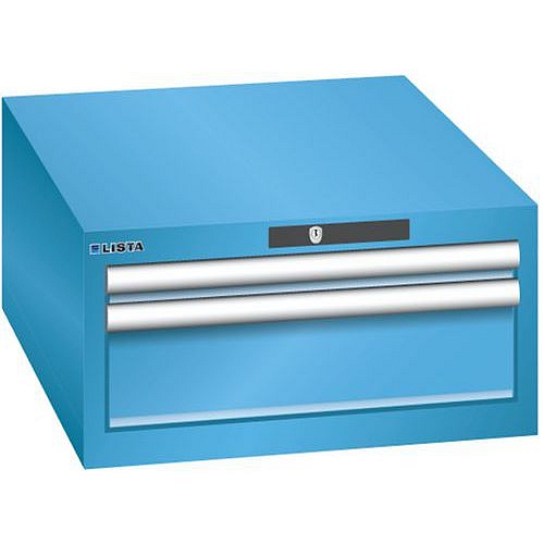 Dílenská zásuvková skříň LISTA, 2 zásuvky = 1x 50 +1x 150mm 564x725x283mm, světle modrá