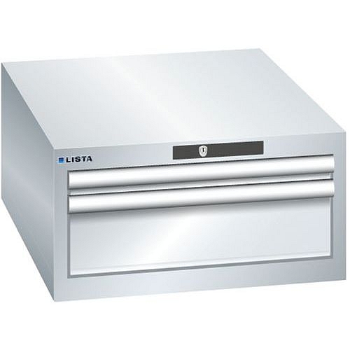 Dílenská zásuvková skříň LISTA, 2 zásuvky = 1x 50 +1x 150mm 564x725x283mm, šedá