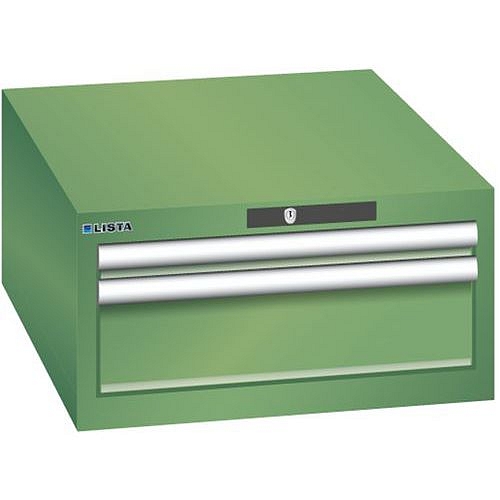 Dílenská zásuvková skříň LISTA, 2 zásuvky = 1x 50 +1x 150mm 564x725x283mm, zelená