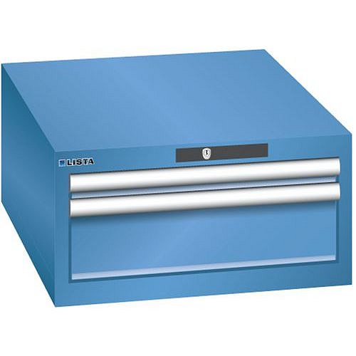 Dílenská zásuvková skříň LISTA, 2 zásuvky = 1x 50 +1x 150mm 564x725x283mm, modrá