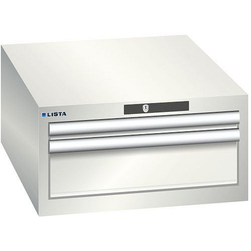 Dílenská zásuvková skříň LISTA, 2 zásuvky = 1x 50 +1x 150mm 564x725x283mm, světle šedá