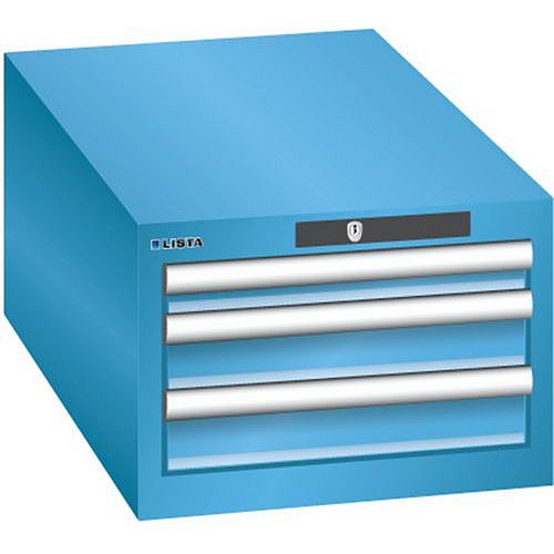 Dílenská zásuvková skříň Lista, 2 zásuvky: 2x100mm, 411x725x283 mm, světle modrá