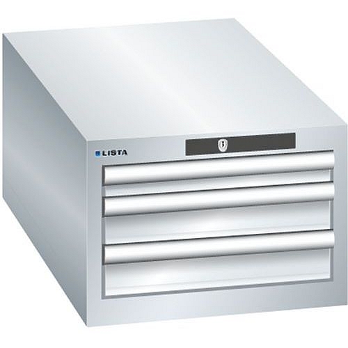 Dílenská zásuvková skříň Lista, 2 zásuvky: 2x100mm, 411x725x283 mm, šedá