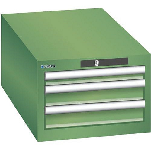 Dílenská zásuvková skříň Lista, 2 zásuvky: 2x100mm, 411x725x283 mm, zelená