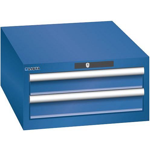 Dílenská zásuvková skříň LISTA, 2 zásuvky = 2x 100mm, 564x725x283mm, tmavě modrá