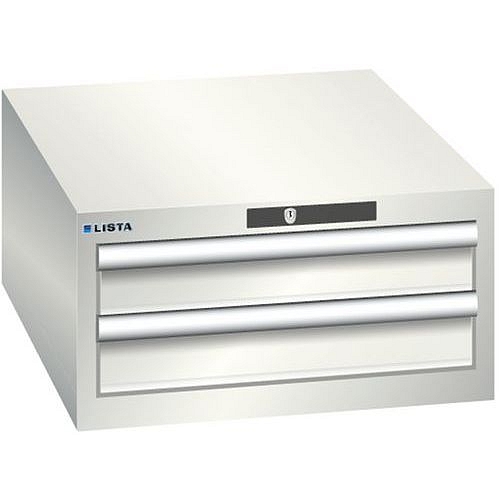 Dílenská zásuvková skříň LISTA, 2 zásuvky = 2x 100mm, 564x725x283mm, světle šedá