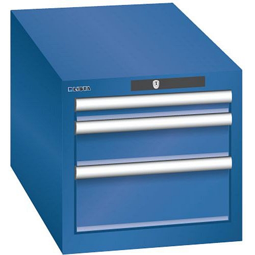 Dílenská zásuvková skřín Lista, 3 zásuvky: 1x50mm + 1x100mm + 1x 150mm, 411x725x383 mm, tmavě modrá