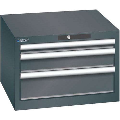 Dílenská zásuvková skříň Lista, 3  zásuvky, 564x572x383mm, černá