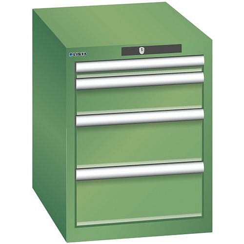Dílenská zásuvková skřín Lista, 4 zásuvky, 411x572x533mm, zelená