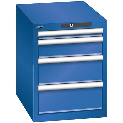 Dílenská zásuvková skřín Lista, 4 zásuvky, 411x572x533mm, fluorescentně modrá