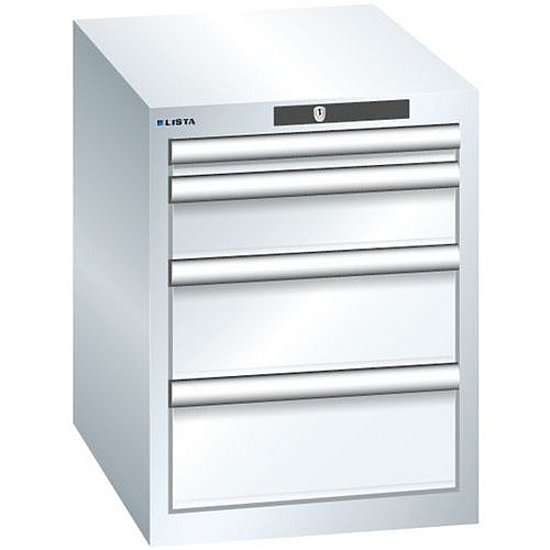 Dílenská zásuvková skřín Lista, 4 zásuvky, 411x572x533mm, bílá