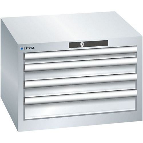 Dílenská zásuvková skříň Lista, 4  zásuvky, 564x572x383mm, šedá