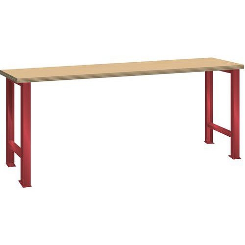 Dílenský pracovní stůl LISTA, 1500x750x890mm, nosnost 600 kg, červená