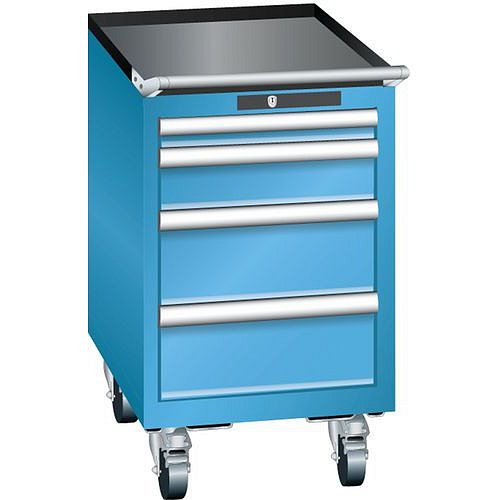 Mobilní dílenská zásuvková skříň Lista, 4 zásuvky, světle modrá