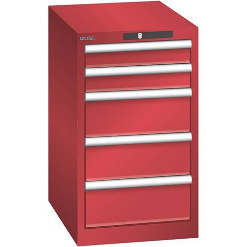 Dílenská zásuvková skříň Lista, 5 zásuvky, 411x572x700, červená