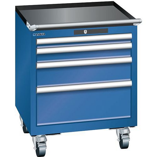 Mobilní dílenská zásuvková skříň LISTA, 411x725x723 mm, 4 zásuvky, tmavě modrá