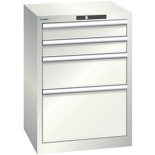 Dílenská zásuvková skříň Lista, 4 zásuvky, 564x572x800, světle šedá