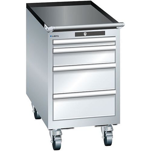 Mobilní dílenská zásuvková skříň Lista, 4 zásuvky, 411x725x723 mm, šedá