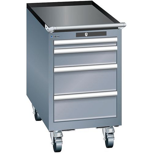 Mobilní dílenská zásuvková skříň Lista, 4 zásuvky, 411x725x723 mm, tmavě šedá