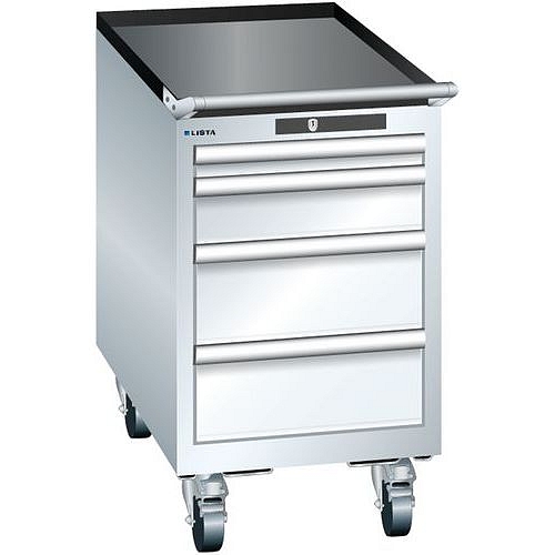 Mobilní dílenská zásuvková skříň Lista, 4 zásuvky, 411x725x723 mm, bílá