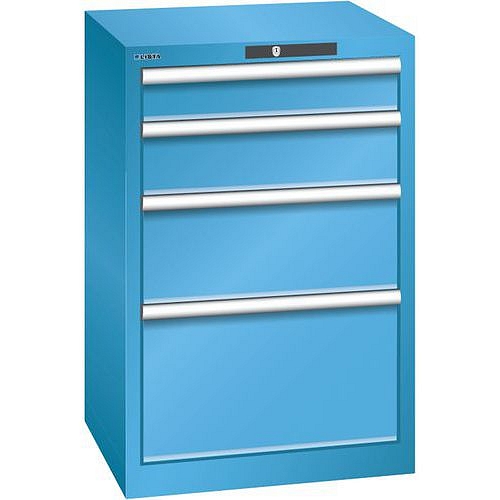 Dílenská zásuvková skříň Lista, 4 zásuvky, 564x572x850mm, světle modrá