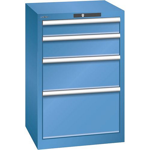Dílenská zásuvková skříň Lista, 4 zásuvky, 564x572x850mm, modrá