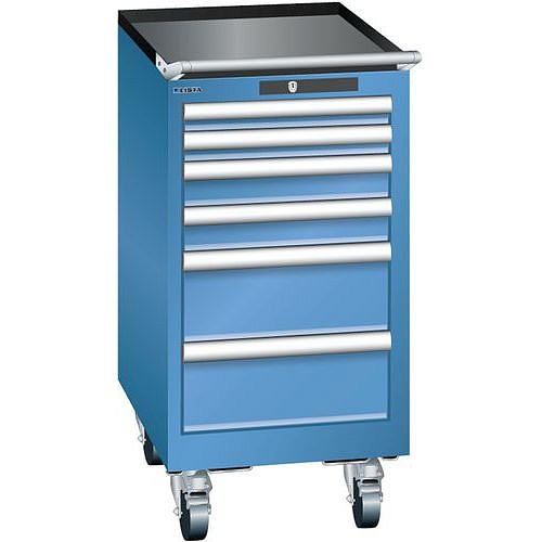 Mobilní dílenská zásuvková skříň Lista, 6 zásuvek, modrá