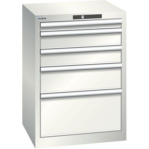 Dílenská zásuvková skříň Lista, 5 zásuvek, 564x572x800, světle šedá