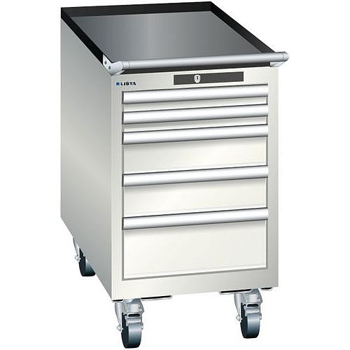 Mobilní dílenská zásuvková skříň Lista, 5 zásuvek, 411x725x723 mm, světle šedá