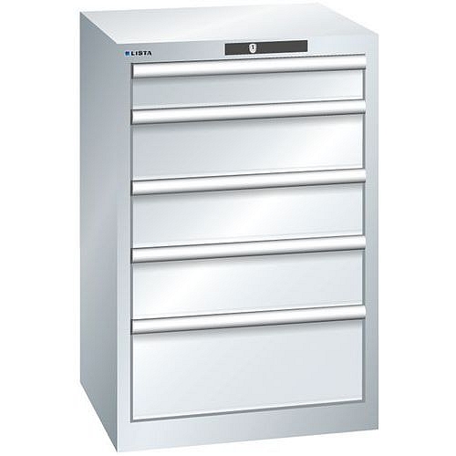 Dílenská zásuvková skříň Lista, 5 zásuvek, 564x572x850mm, šedá