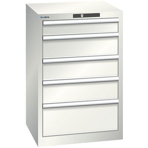 Dílenská zásuvková skříň Lista, 5 zásuvek, 564x572x850mm, světle šedá
