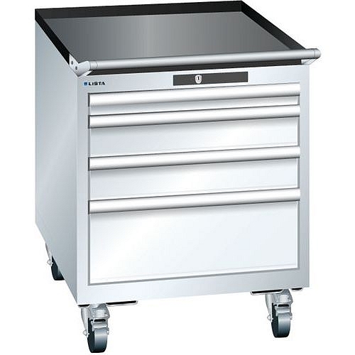 Mobilní dílenská  zásuvková skříň LISTA, 564x725x723mm, 4 zásuvky, bílá