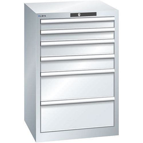 Dílenská zásuvková skříň Lista, 6 zásuvek, 564x572x850mm, šedá