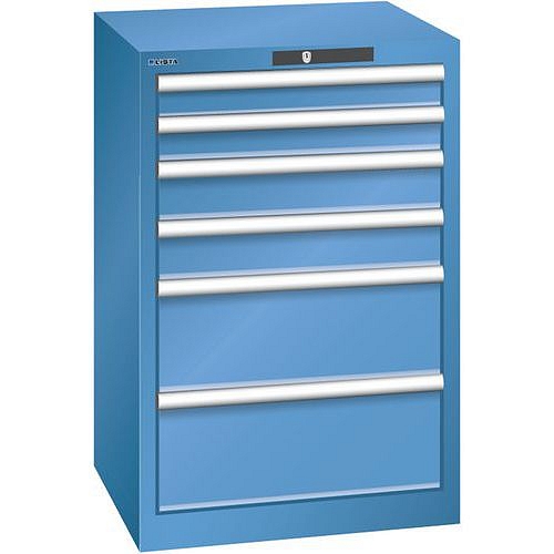 Dílenská zásuvková skříň Lista, 6 zásuvek, 564x572x850mm, modrá