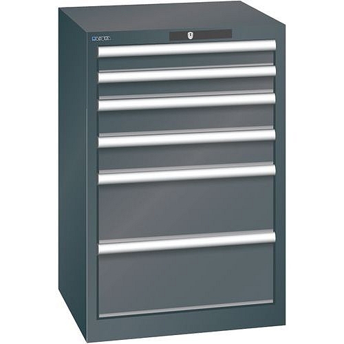 Dílenská zásuvková skříň Lista, 6 zásuvek, 564x572x850mm, černá