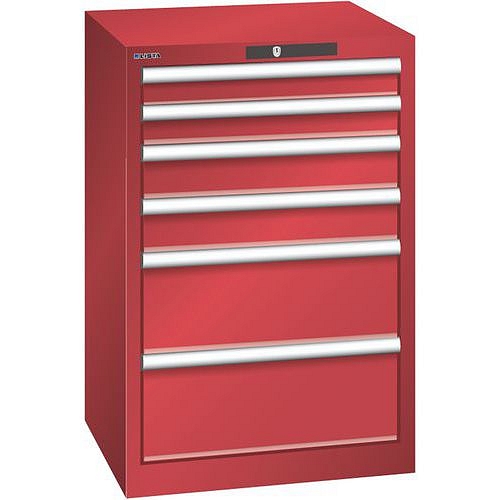 Dílenská zásuvková skříň Lista, 6 zásuvek, 564x572x850mm, červená