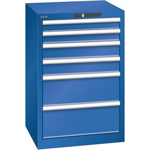 Dílenská zásuvková skříň Lista, 6 zásuvek, 564x572x850mm, fluorescentně modrá