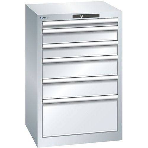 Dílenská zásuvková skříň Lista, 6 zásuvek, 564x572x850mm, šedá