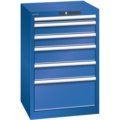 Dílenská zásuvková skříň Lista, 6 zásuvek, 564x572x850mm, fluorescentně modrá