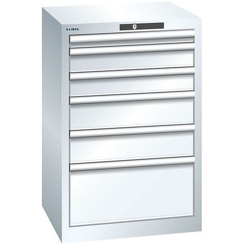 Dílenská zásuvková skříň Lista, 6 zásuvek, 564x572x850mm, bílá
