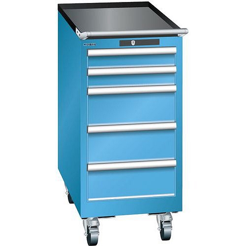 Mobilní dílenská zásuvková skříň Lista, 5 zásuvek, 411x725x890mm, světle modrá