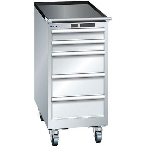 Mobilní dílenská zásuvková skříň Lista, 5 zásuvek, 411x725x890mm, šedá