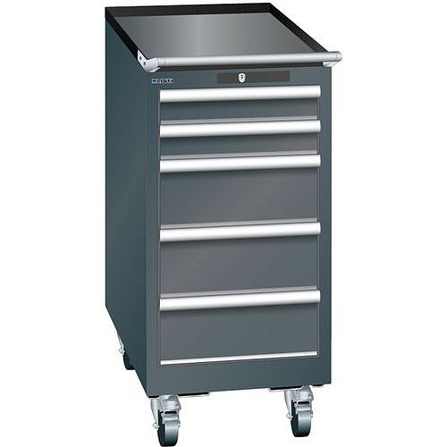 Mobilní dílenská zásuvková skříň Lista, 5 zásuvek, 411x725x890mm, černá