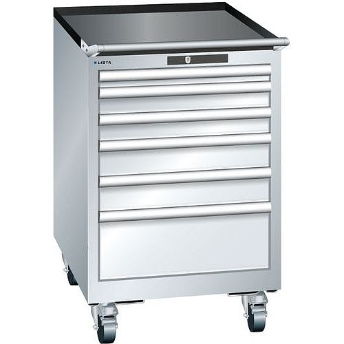 Mobilní dílenská zásuvková skříň Lista, 6 zásuvek: 2x75mm + 3x100mm + 1x150mm, šedá